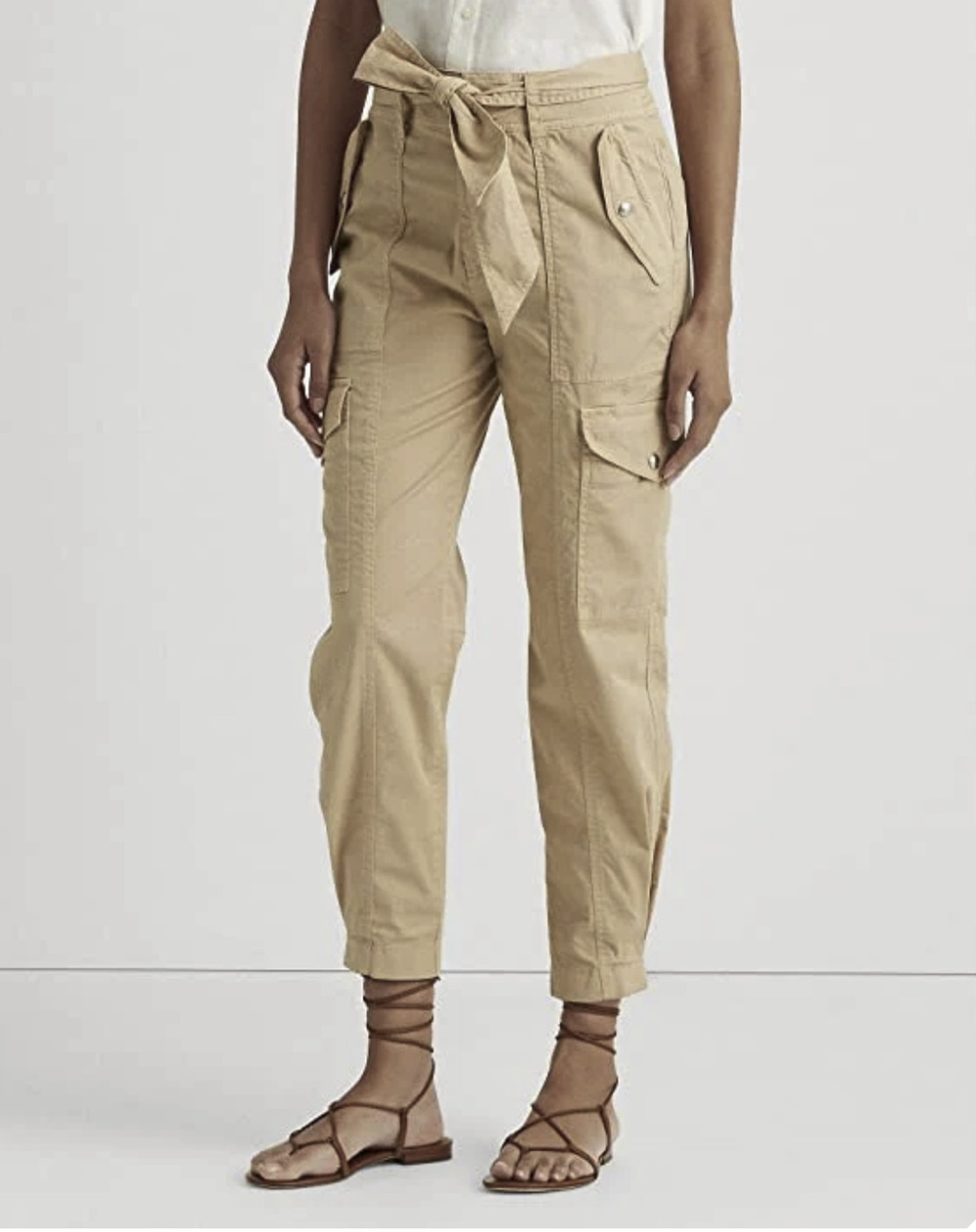 Lauren Ralph Lauren Women Micro Sanded Twill Cargo Pant Tan Size 12